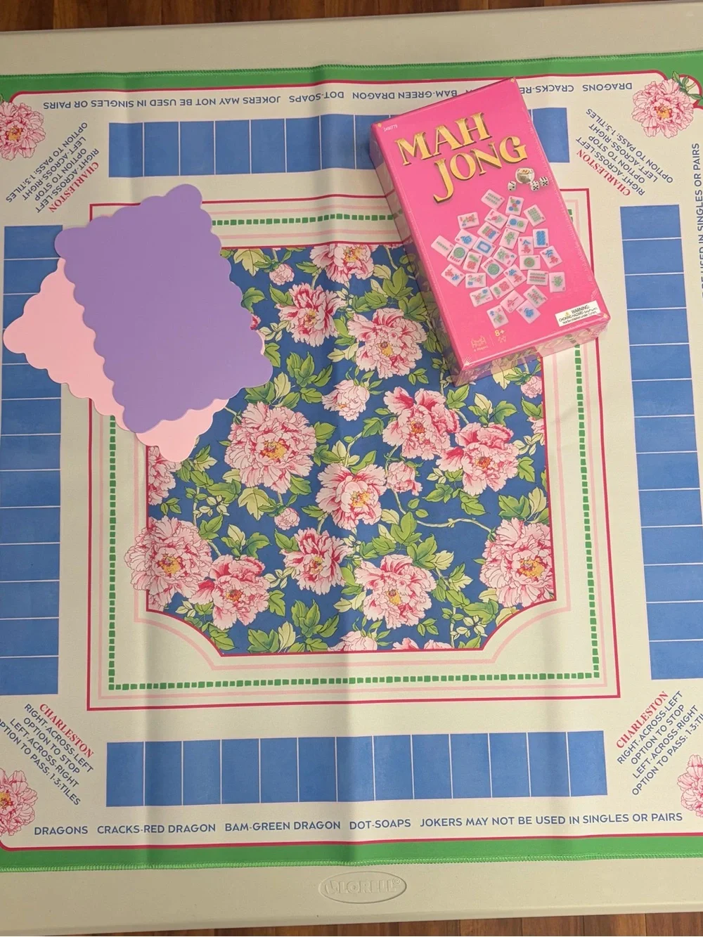 Mah Jong mat, tiles and shuffler